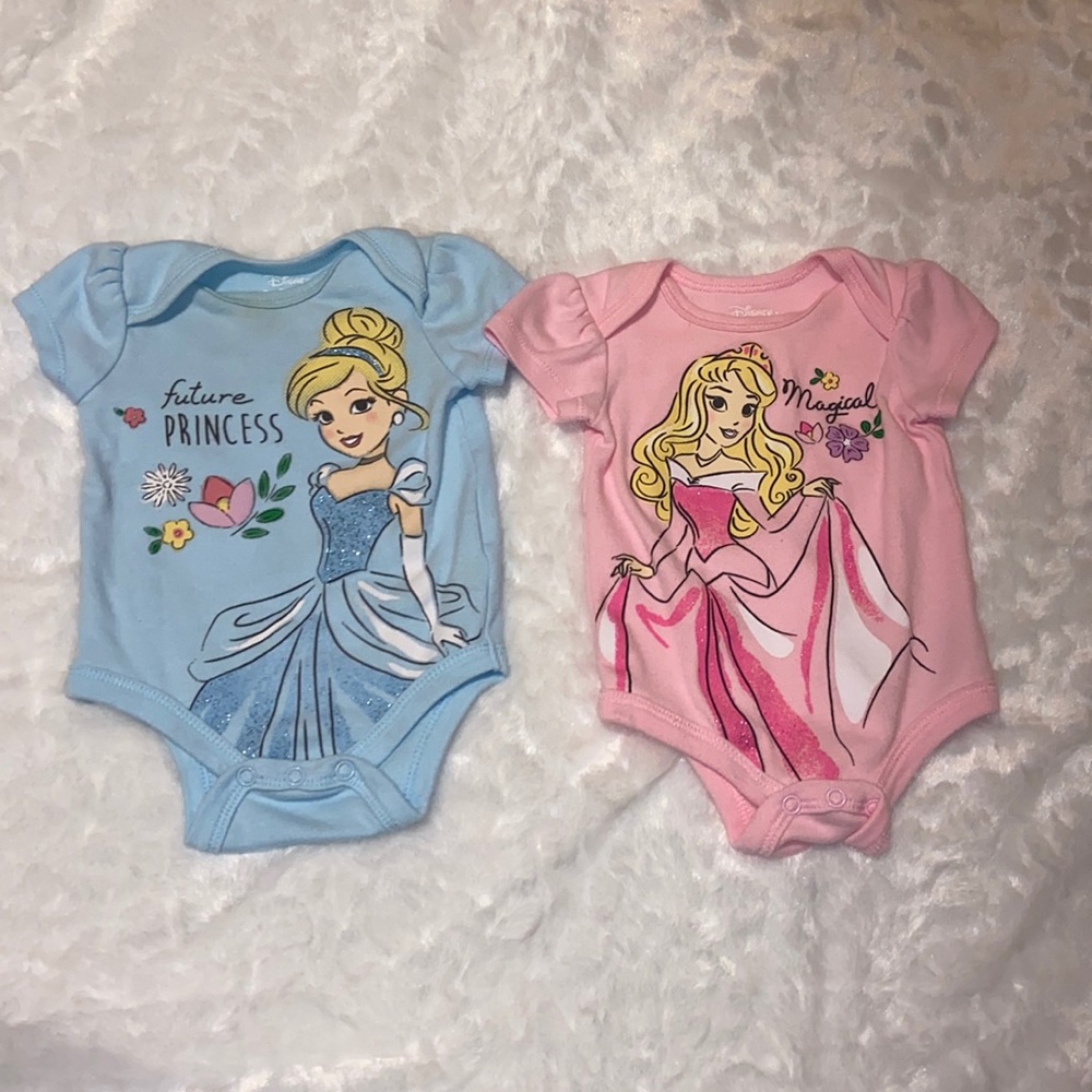 Set of 2 Disney Baby Onesies Size 0-3 Months